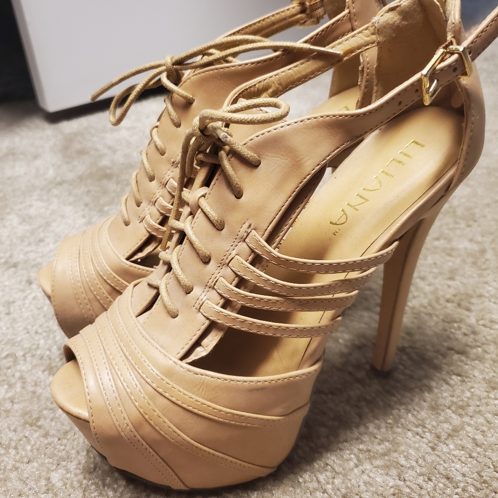 Tan platform heels